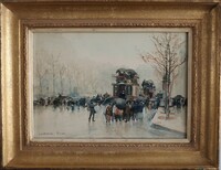 Rainy Day in Paris by Emile Hoeterickx 1882