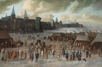 A 1670 view of Antwerp with the frozen Scheldt attributed to Erasmus de Bie